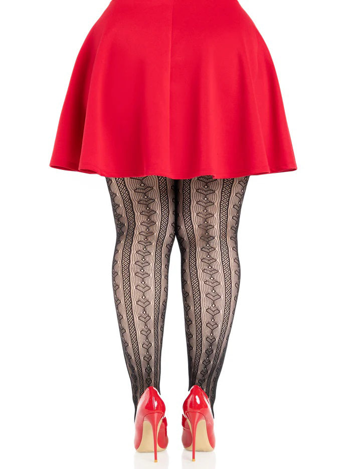 Plus Sweetheart Striped Tights Black Red - Multi