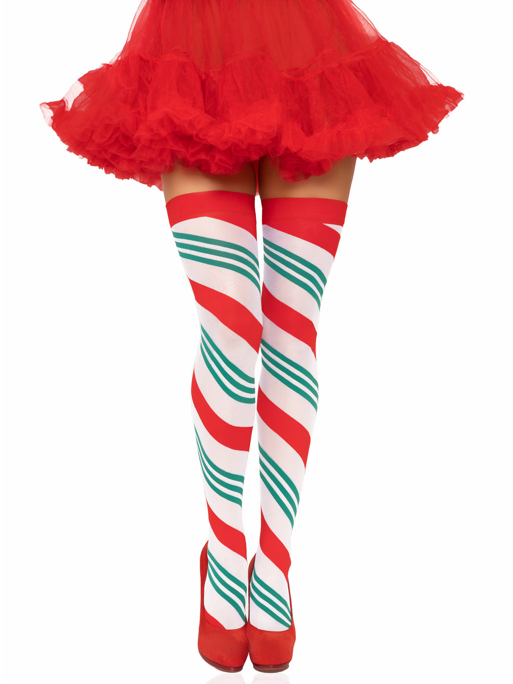 Holiday Ribbon Thigh High - Swirl - Multi