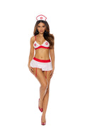 Elegant Moments Naughty Nurse- Bra Top, Skirt With Attached Garters, G-string And Head Piece