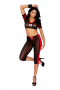 Elegant Moments Touchdown Hottie - Mesh Cami Top And Matching Pants With Lace Up Front Detail