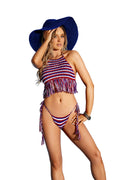 Elegant Moments Striped Crochet Cami Top And Matching Panty