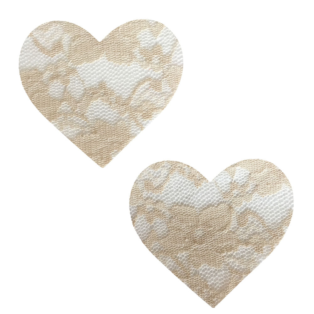 Nude Toffee Lace I Heart U Pasties - Beige