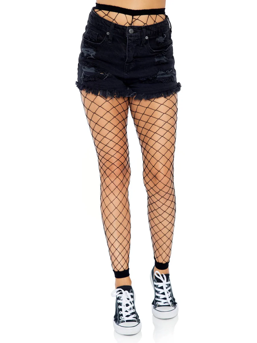 Fence Net Footless Tights - Black
