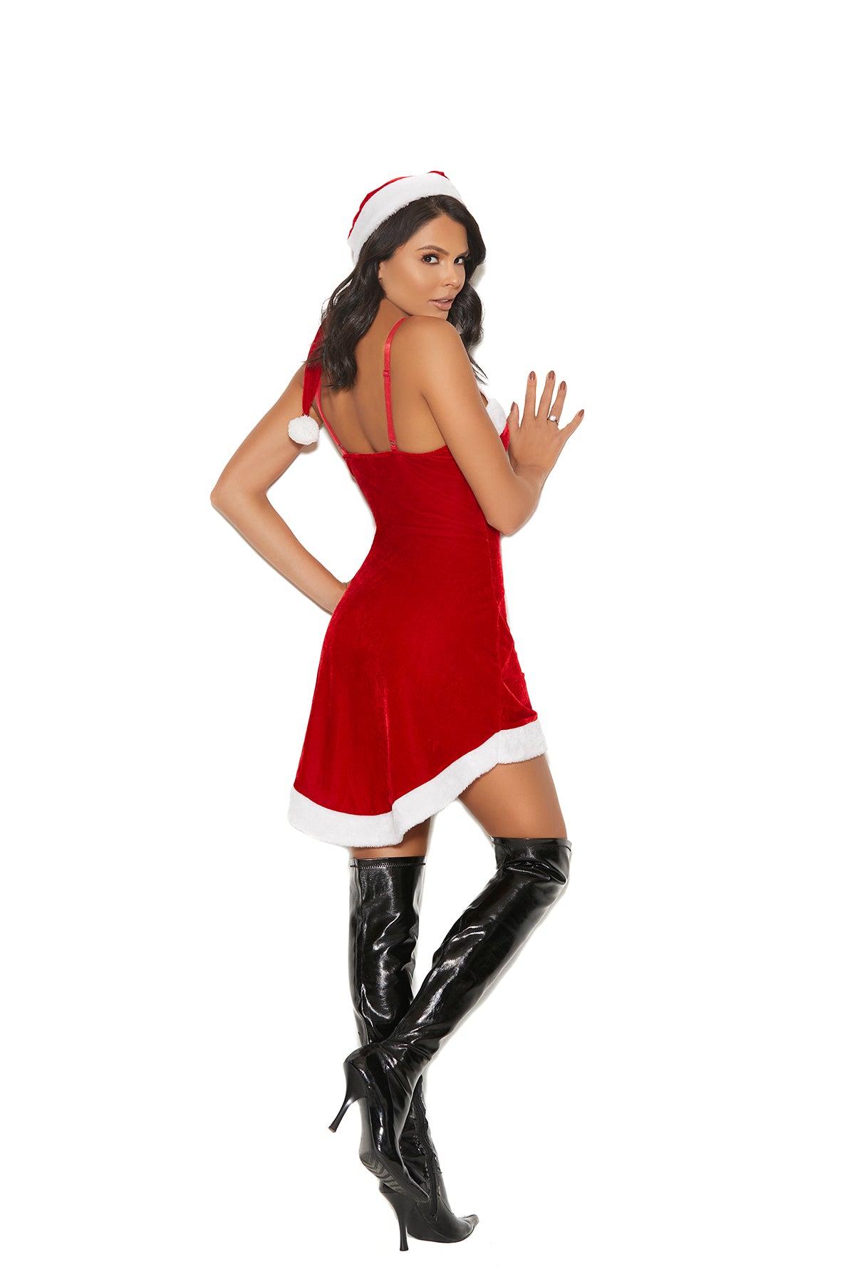 Elegant Moments Santa's Sweetie - 2 Pc, Costume Includes Velvet Dress With Adjustable Straps And A Hat