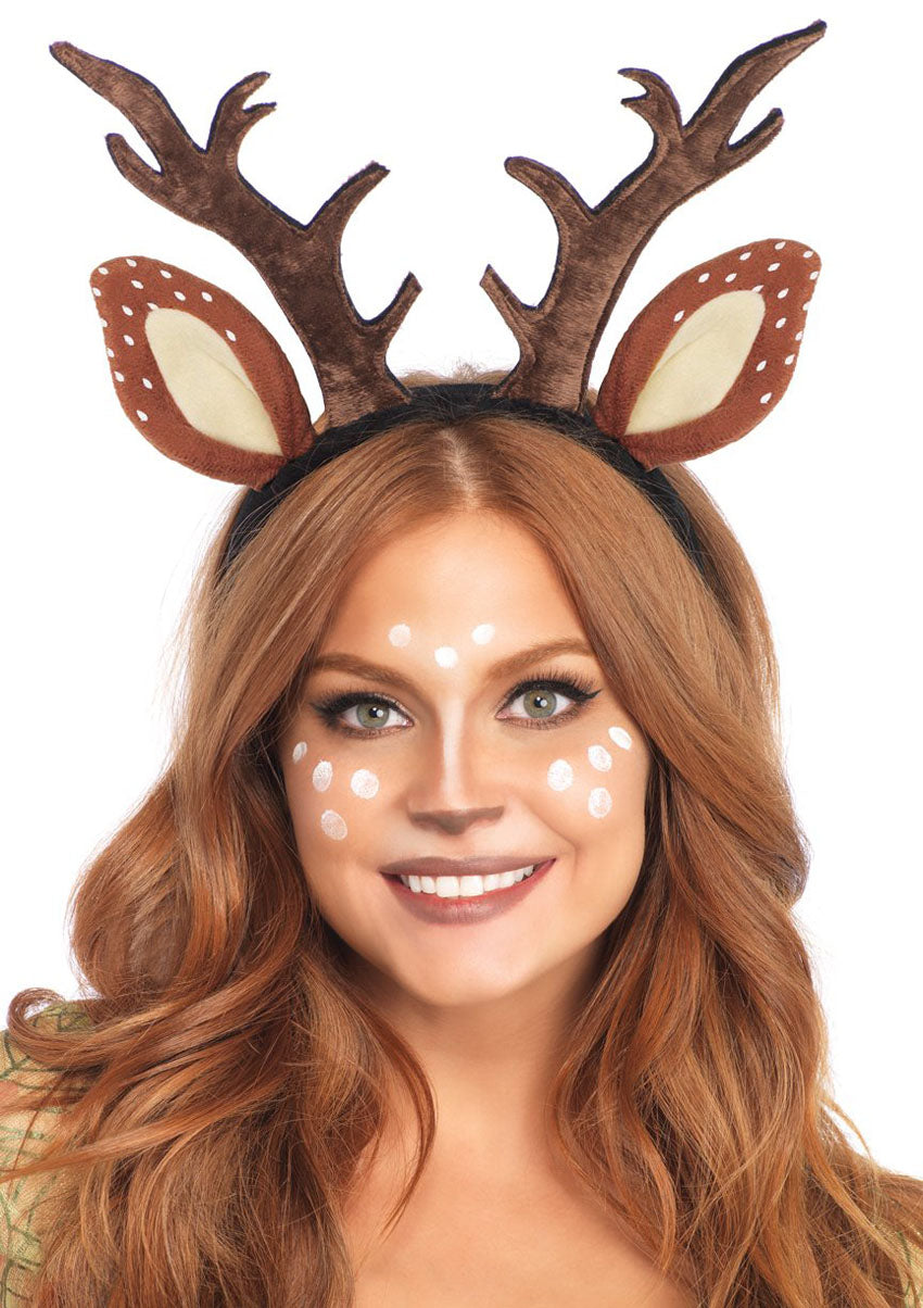 Fawn Ear Antler Animal Costume Headband - Brown