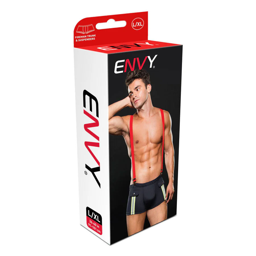 Fireman Bottom With Suspenders 2 Pc - Navy Blue/Red