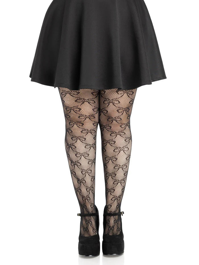 Plus Bow Net Tights - 1x 2x