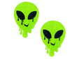 Super Sparkle Lemon Lime Blacklight Glitter Melty Alien Nipple Cover Pasties - Green
