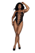 Easy Teddy With Fishnet Peek a Boo - Black - Black