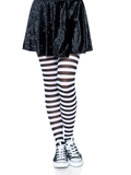 Nylon Striped Tights Black White - Multi