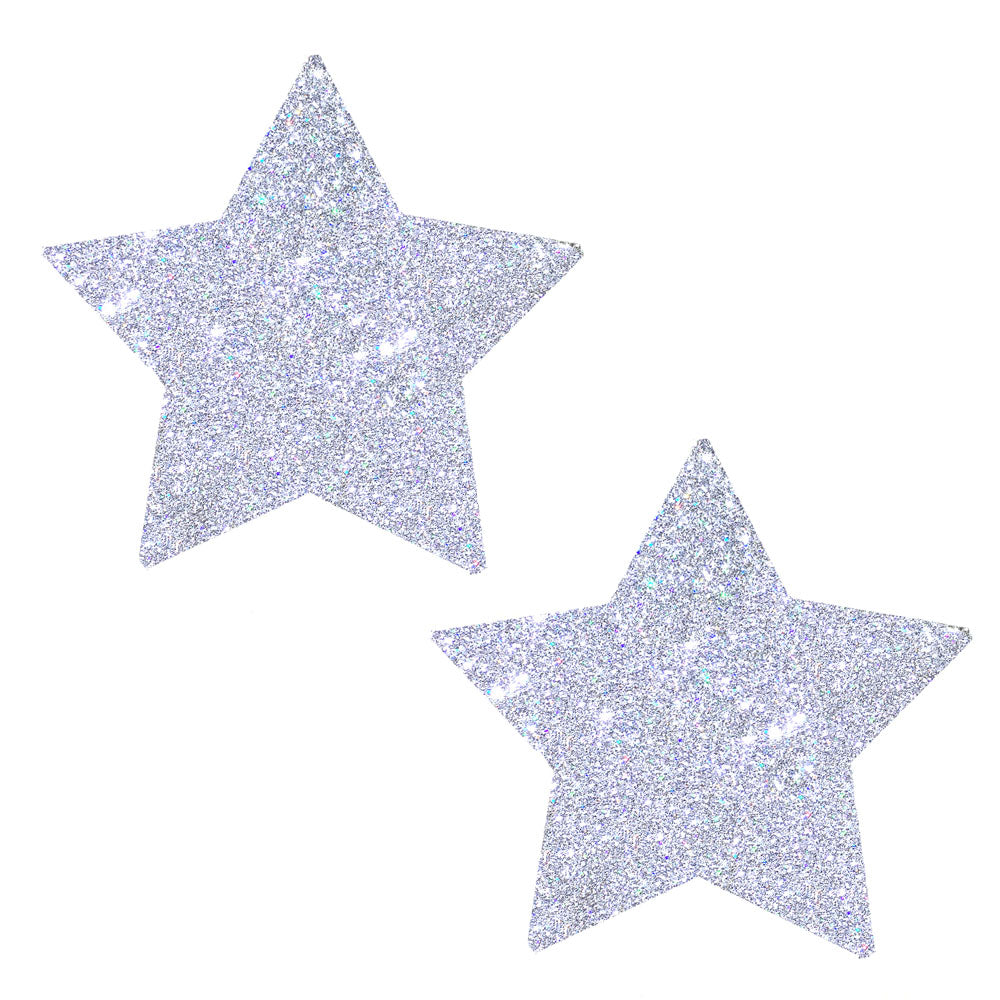 Silver Pixie Dust Glitter Starry Nights Nipztix Pasties - Silver