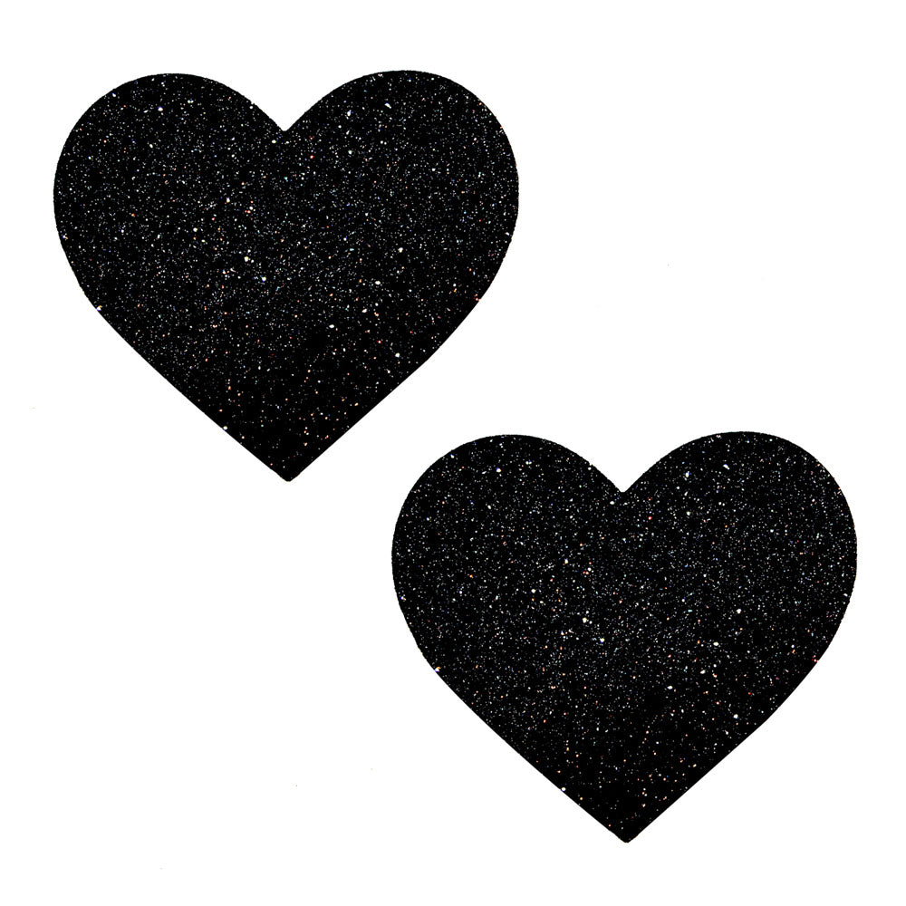 Black Malice Glitter I Heart U Nipztix Pasties - Black