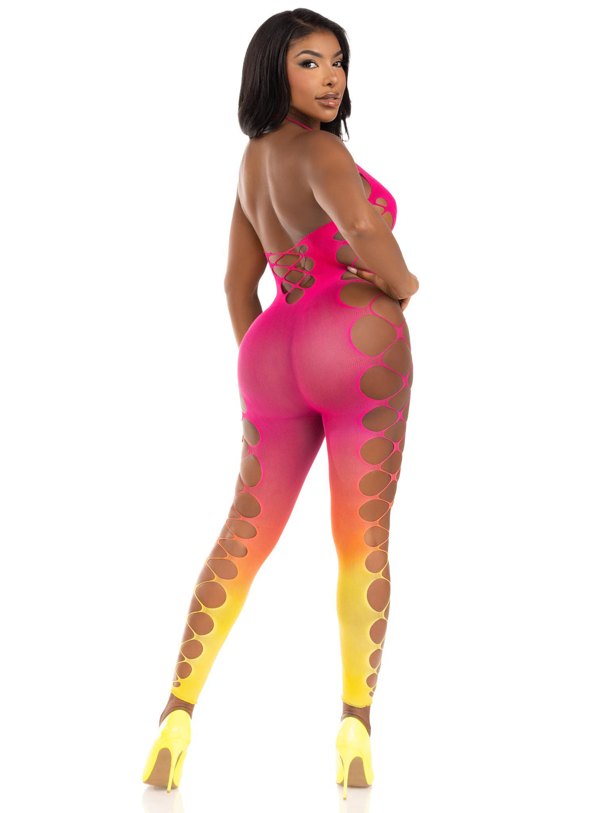Ombre Footless Bodystocking - Sunset - Multi