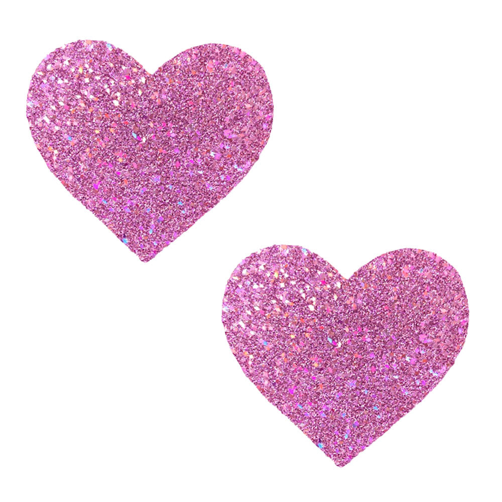 Pegasus Kisses Iridescent Pink Glitter I Heart U Nipztix Pasties - Pink