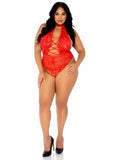 Floral Lace Crotchless Teddy