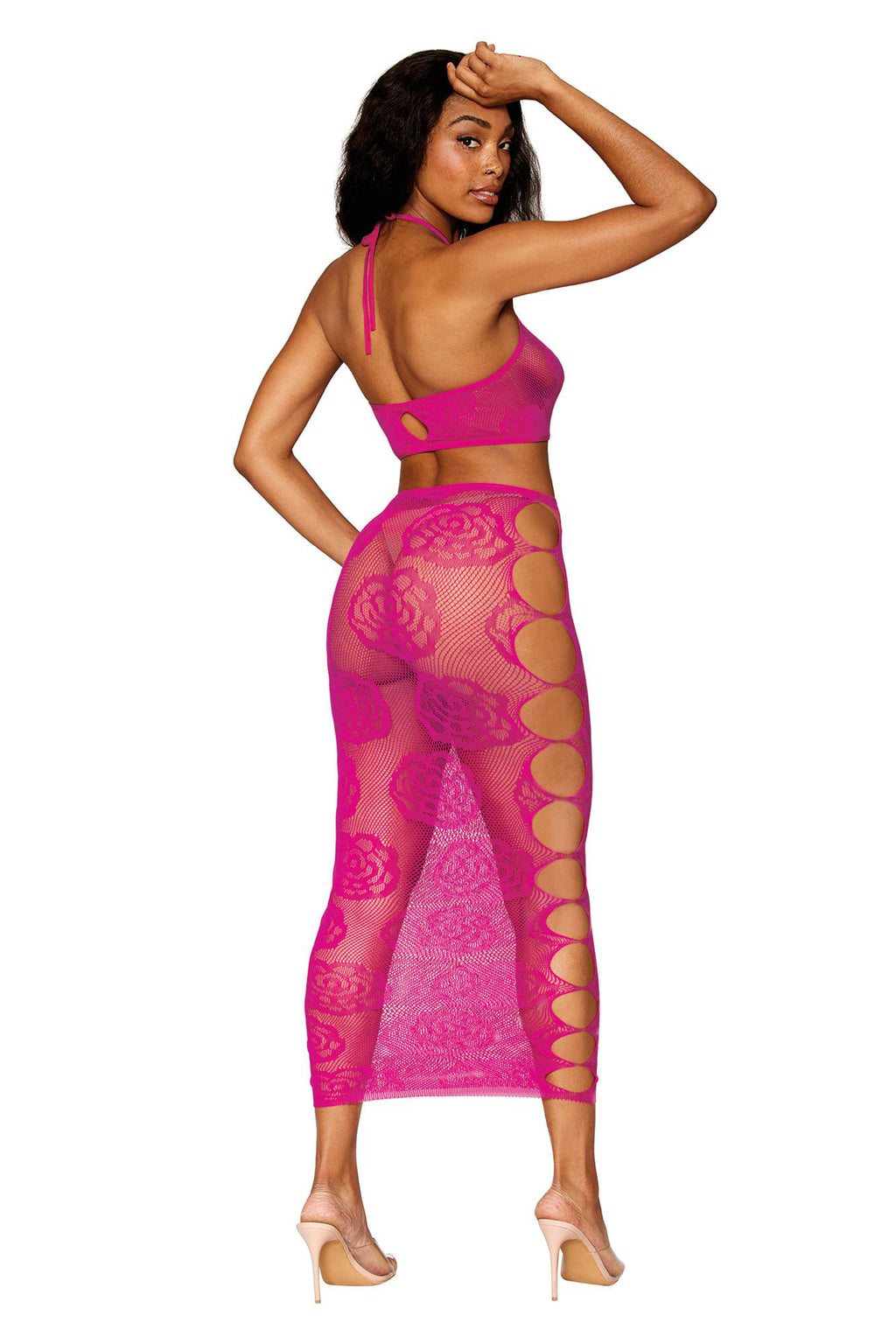 Bralette and Long Skirt - Beet - Pink