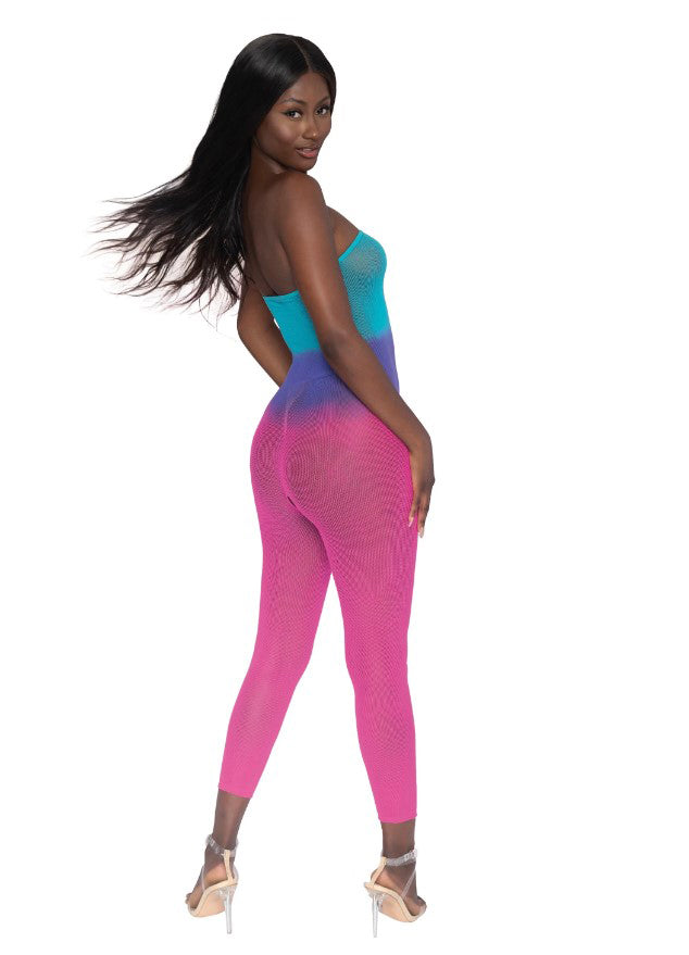 Seamless Mesh Bodystocking - Neon Rainbow