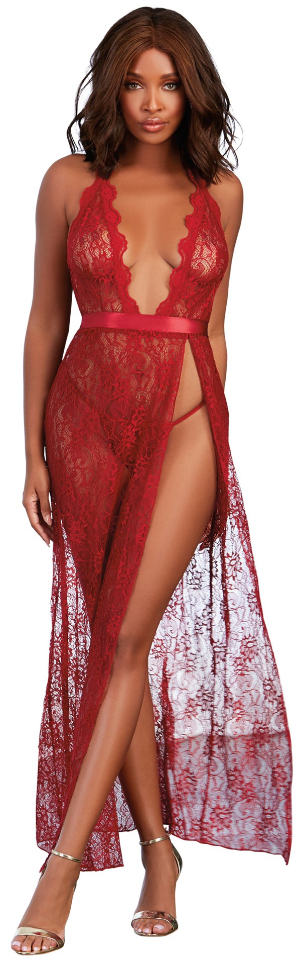 Gown, G-String - Garnet - Red