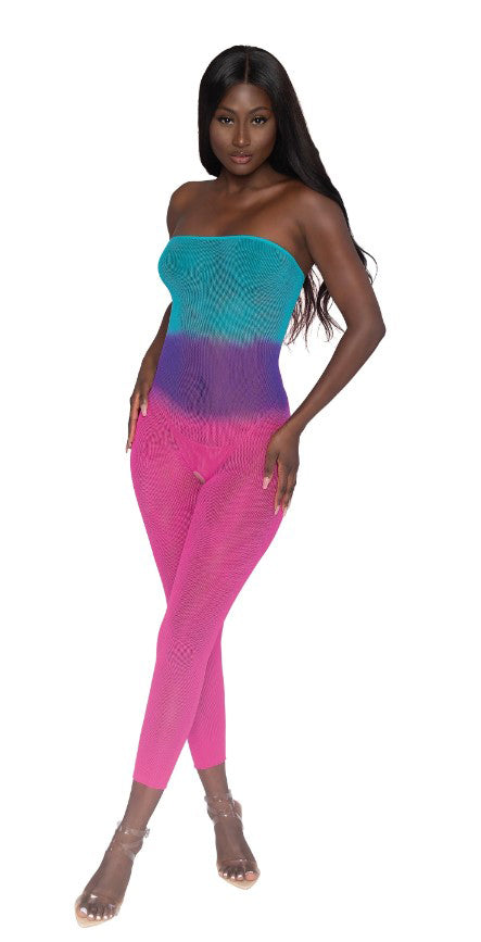 Seamless Mesh Bodystocking - Neon Rainbow