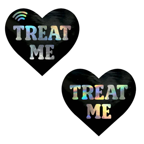 Treat Me Holographic Heart Smart Nfc Pasties - Black