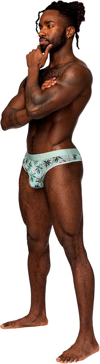 Sheer Print - Sheer Thong - Flamingo