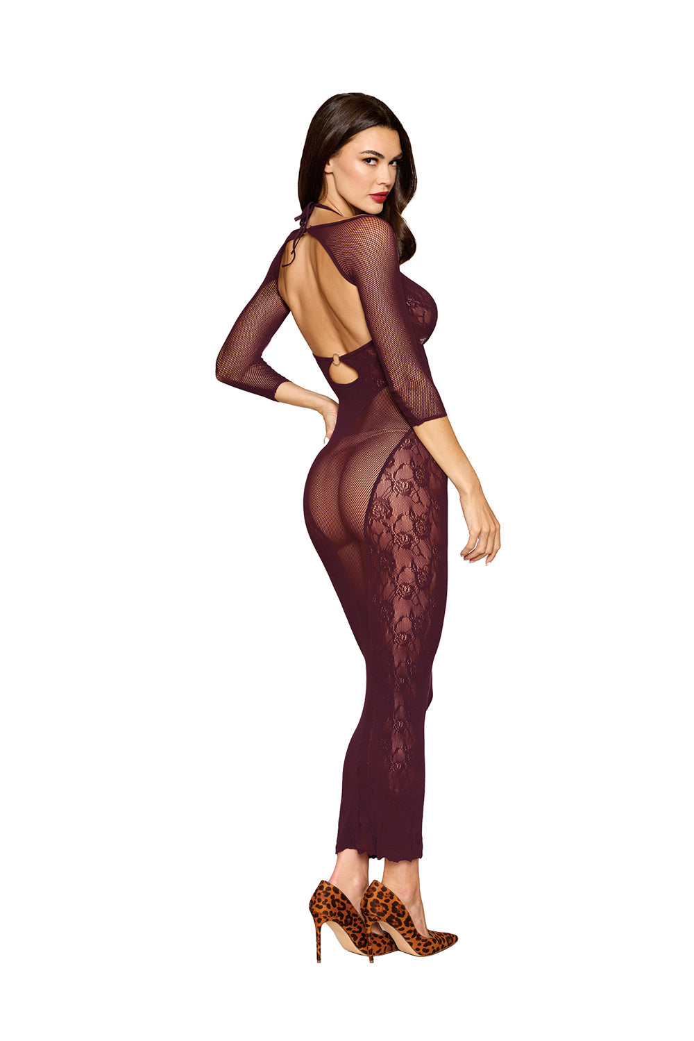 Bodystocking Gown and Shrug Dmnd - Cherry Lacquer