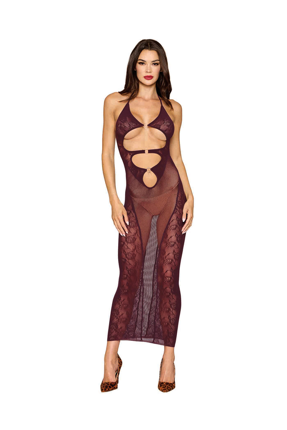 Bodystocking Gown and Shrug Dmnd - Cherry Lacquer