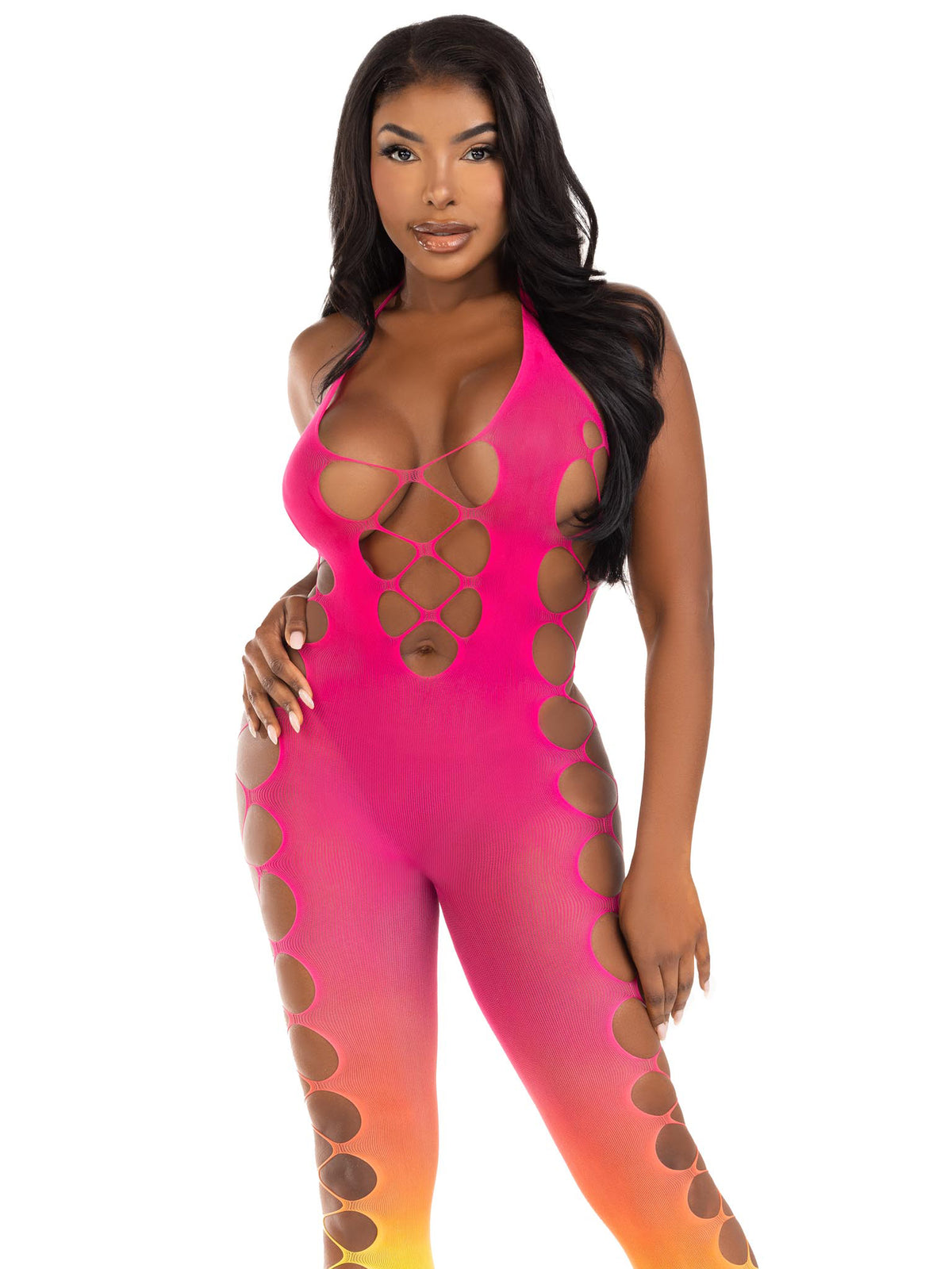 Ombre Footless Bodystocking - Sunset - Multi