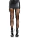 Cosima Striped Net Tights - Black