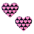 Pink Heart Neon Valentines Black Glitter Heart Nipple Cover Pasties - Multi