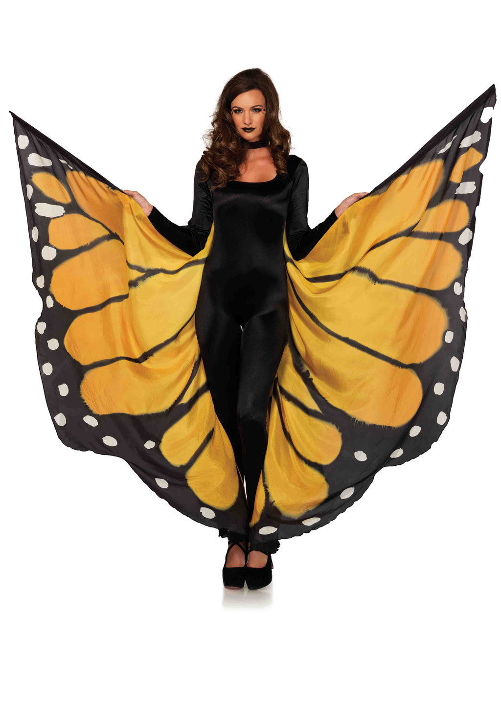 Festival Butterfly Wing Halter Cape - Orange/ - Black