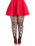 Plus Sweetheart Striped Tights Black Red - Multi