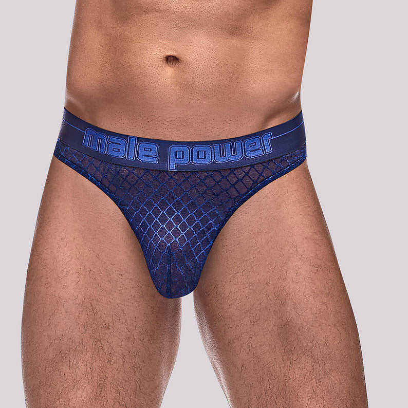 Diamond Mesh Thong - Navy