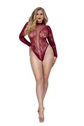 Honey Long Sleeve Teddy Burgundy Qs - Burgundy