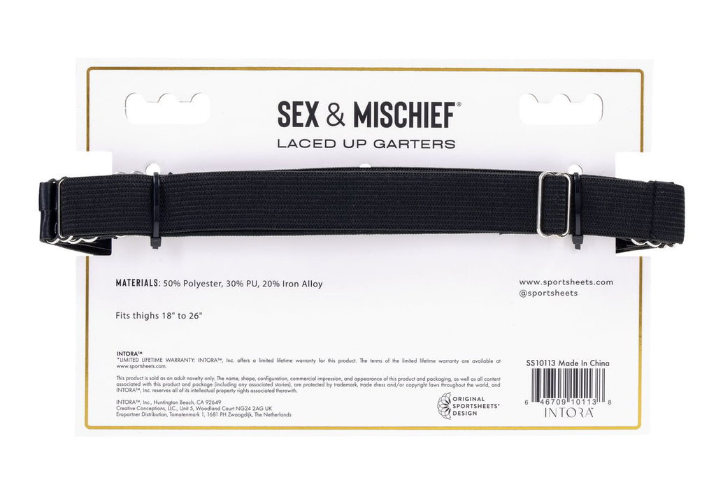 Laced Up Garters - Black