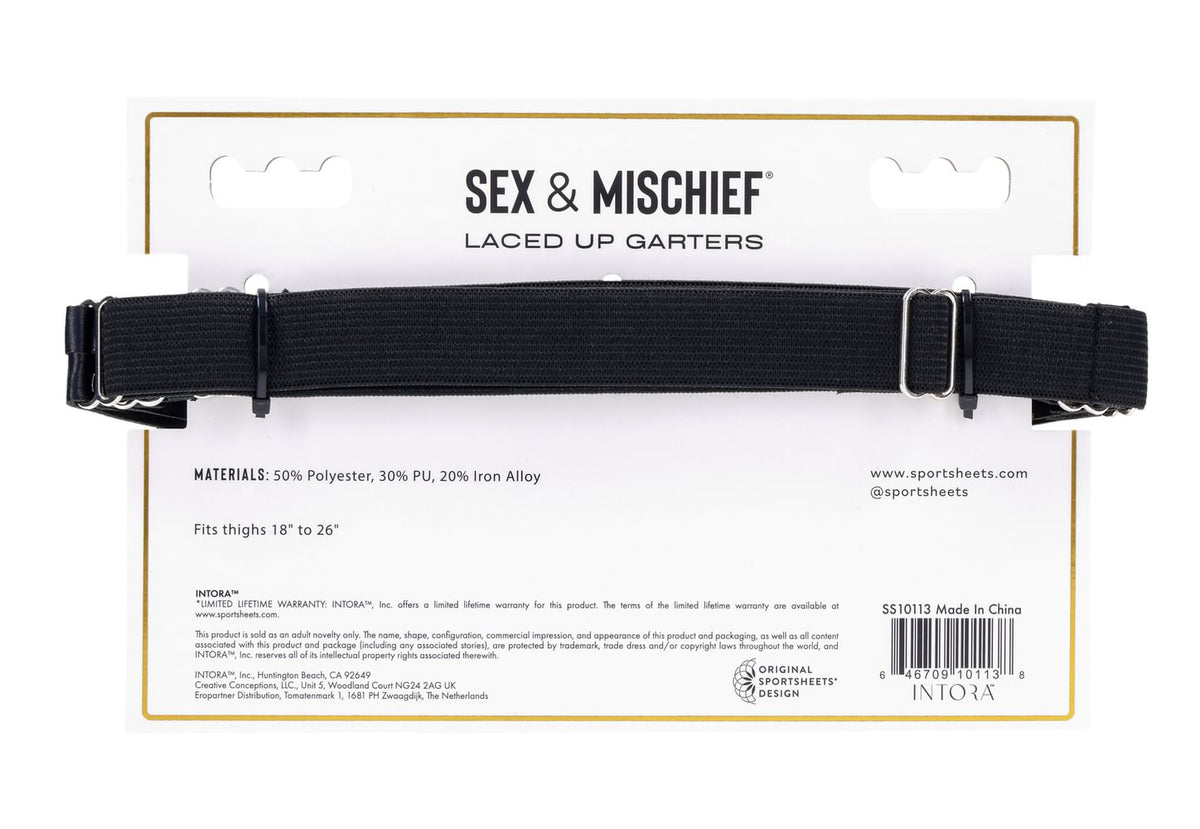 Laced Up Garters - Black