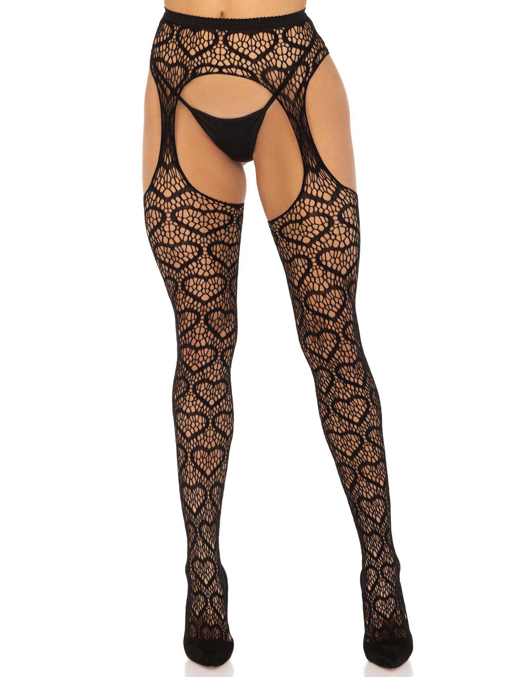 Heart Net Suspender Pantyhose