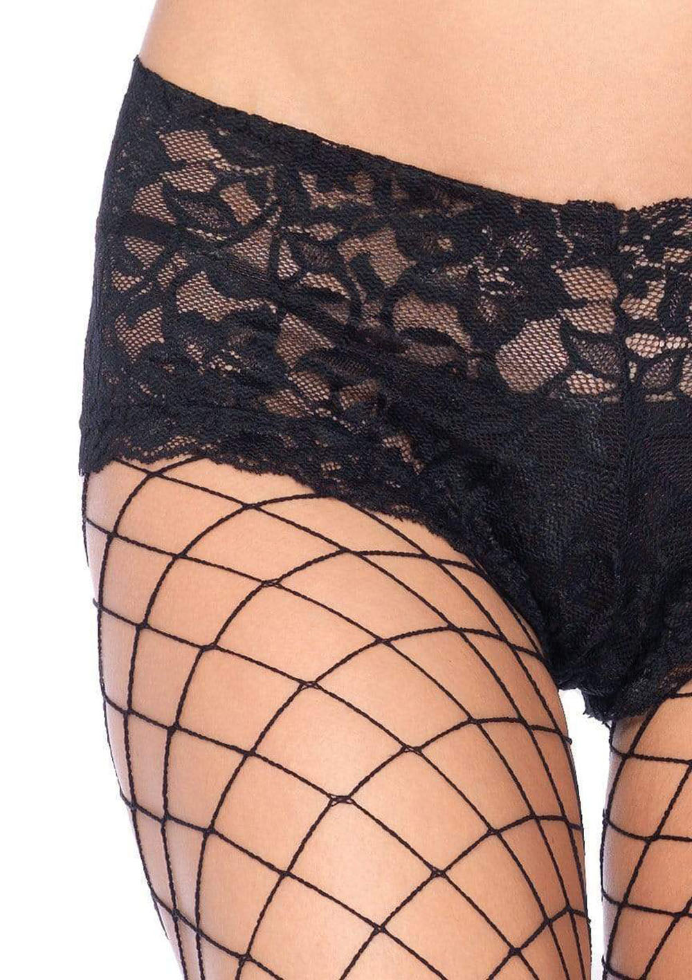 Fence Net Boy Short Pantyhose - Black