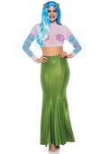Shimmer Spandex Mermaid Costume Maxi Skirt - Green