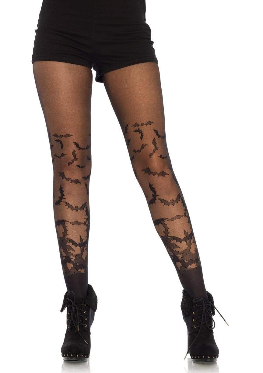 Bat Wing Sheer Tights - Black