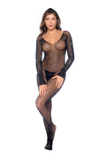 Celestial Sparkle Bodystocking - Black/Rhinestone