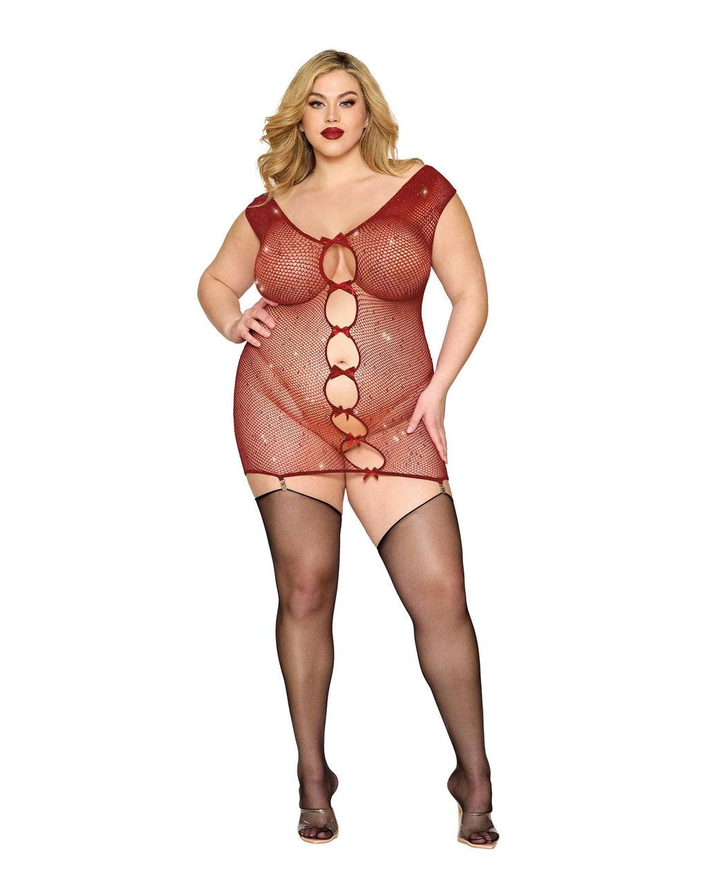 Garter Slip Dmnd - One Size - Red