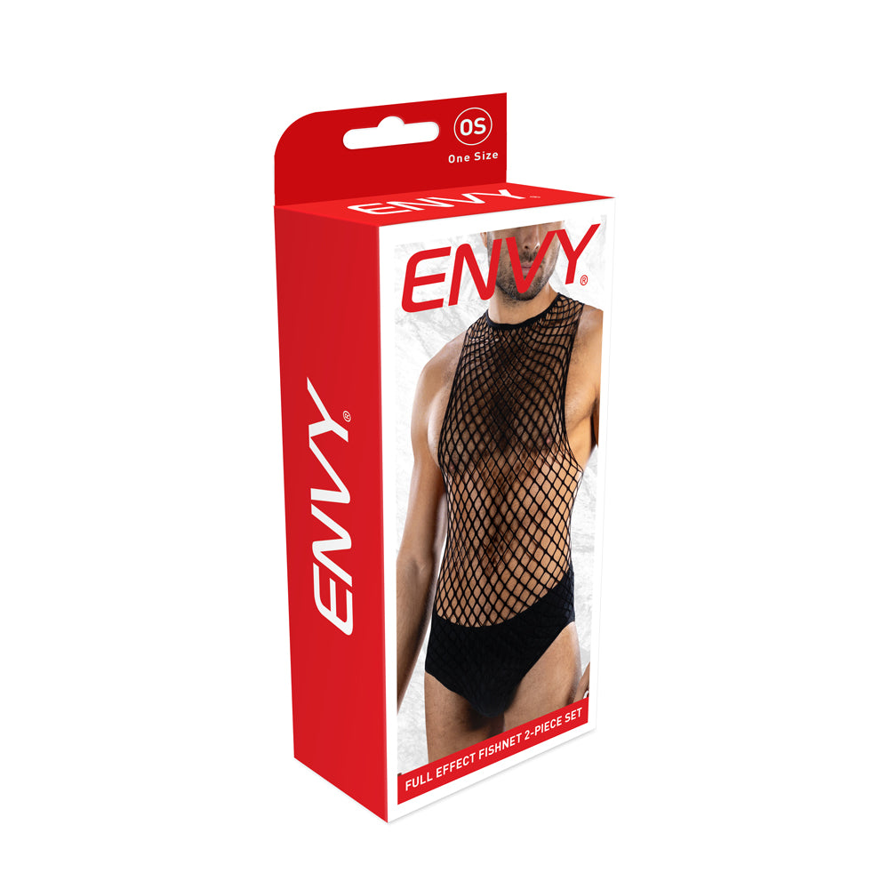 Envy Full Effect Fishnet 2 Piece Set - Black