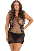 Lace Fantasy Mini Dress - Black - 1x-3x - Black
